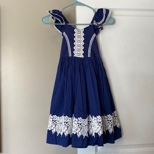 NWOT Trish Scully Girls Size 8 Navy and White Dress